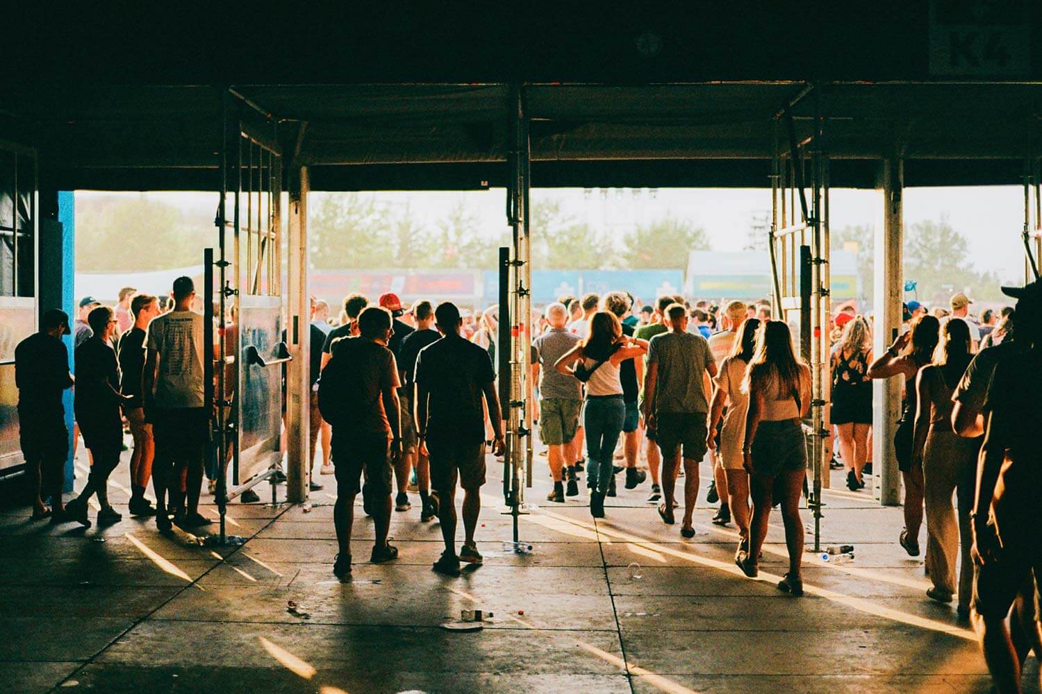 Crowd of people entering music festival stock photo Crowd of people entering music festival stock photo