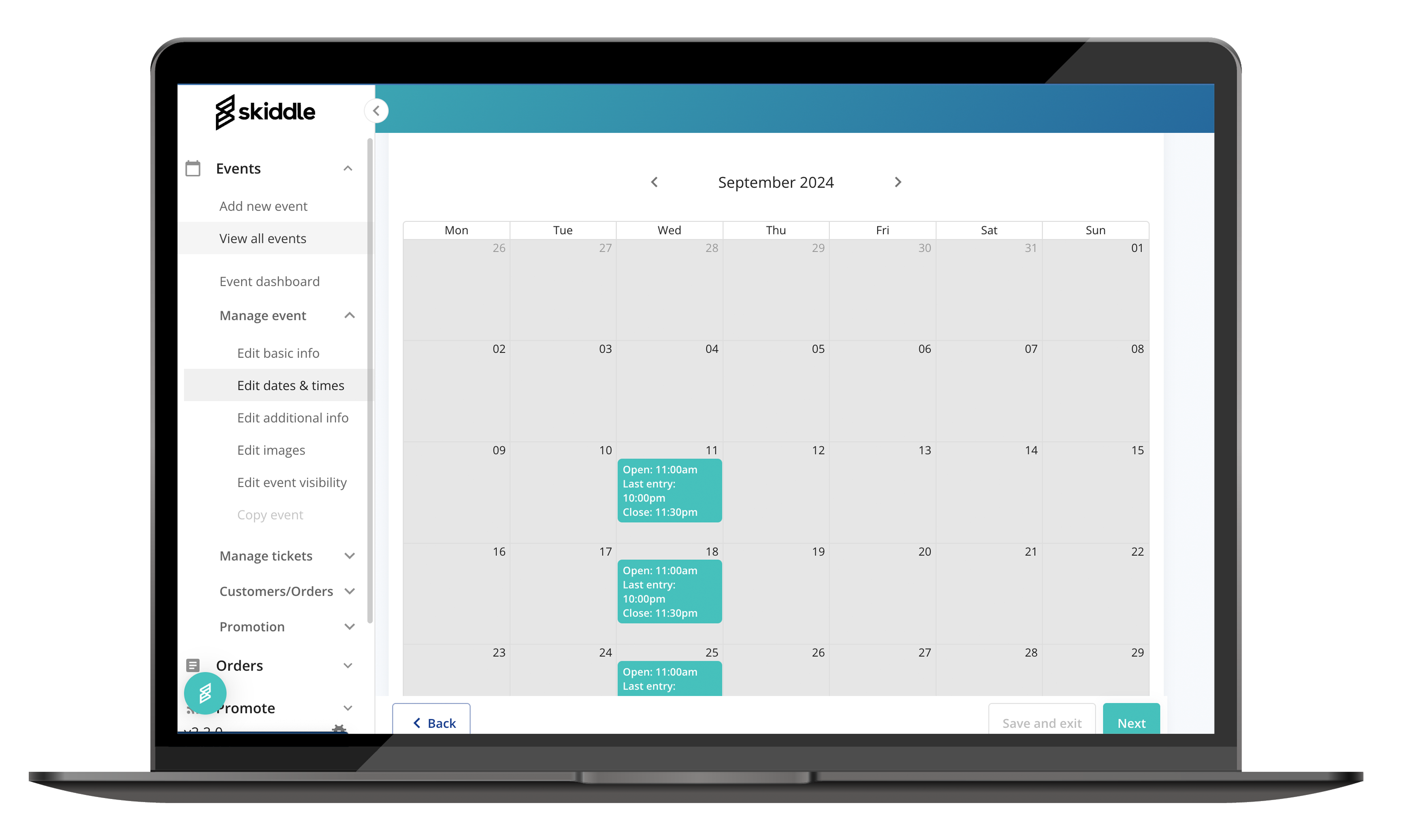 Sessions Calendar