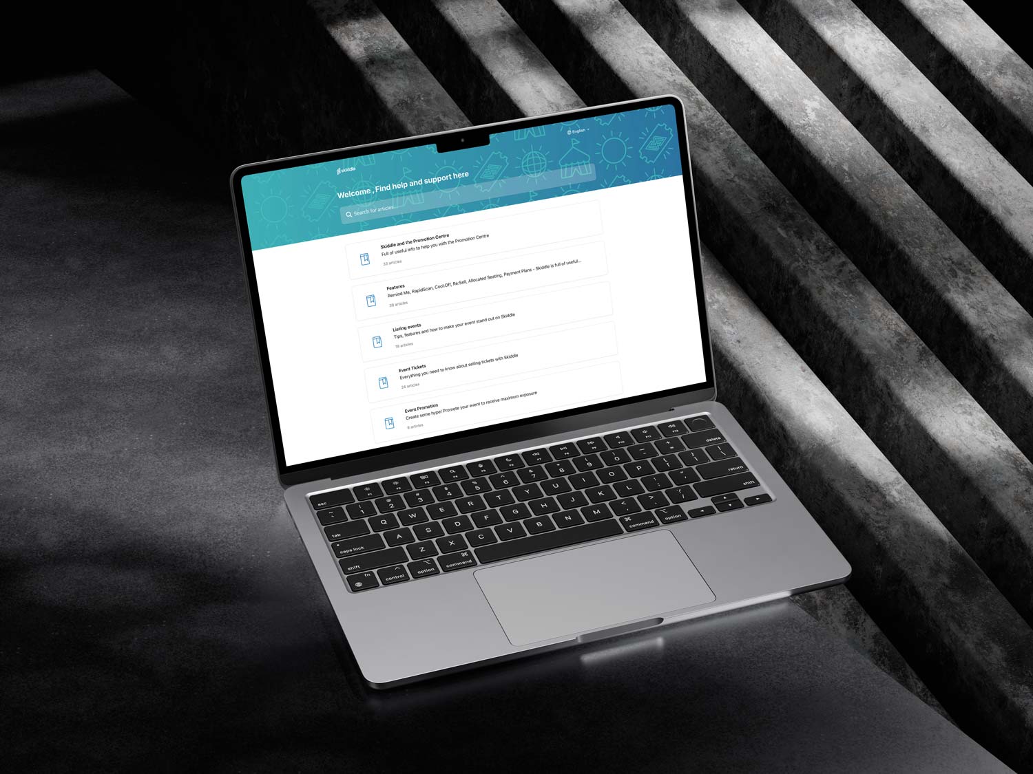 skiddle-help-centre-on-a-laptop Skiddle help centre on a laptop